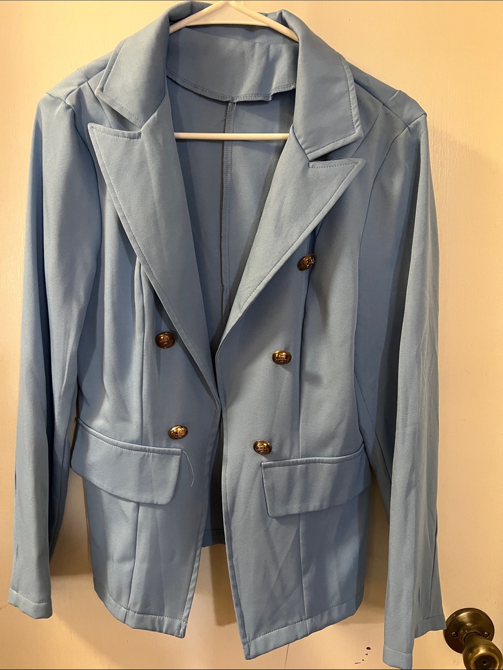Light Blue Double-Breasted Women's Blazer Jacket